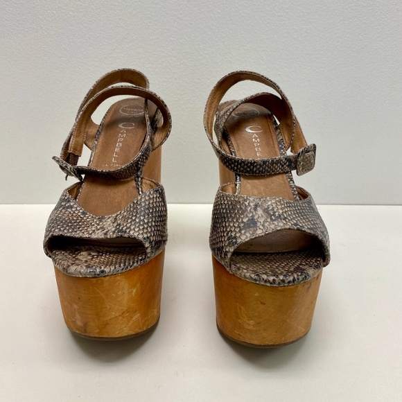 Jefferey Campbell Havana Last Wood Heel Wedge Snake Print Sandal Size 8 - Picture 3 of 5
